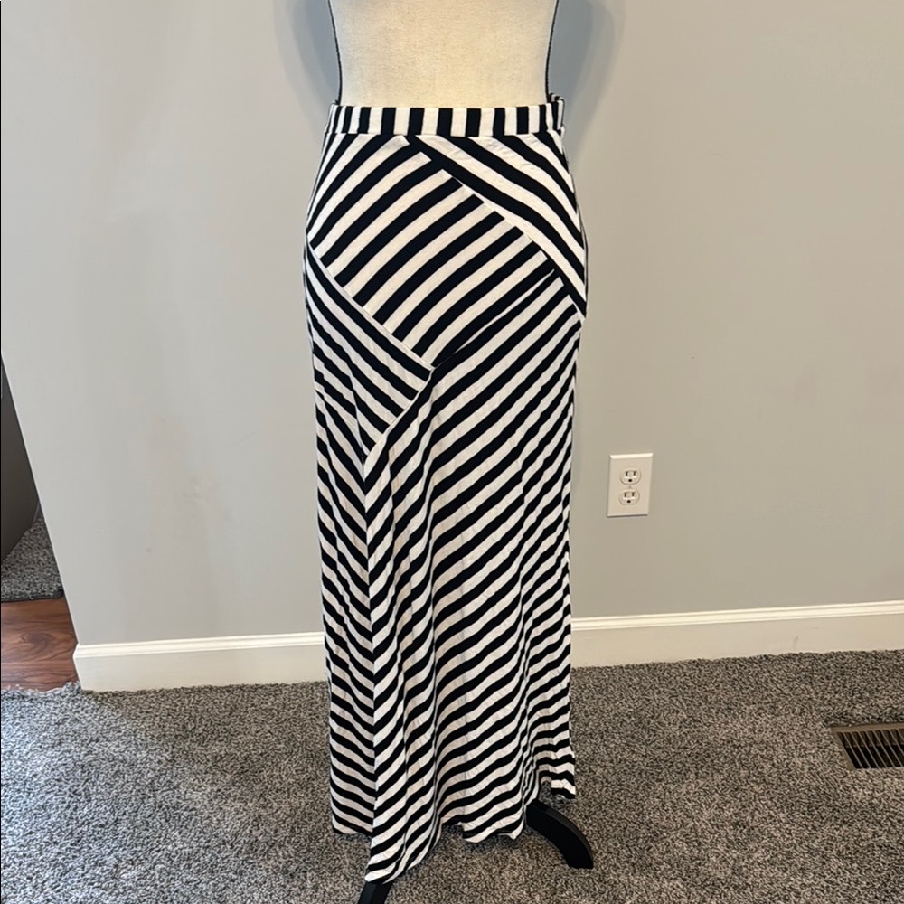 Striped Black and White Maxi Skirt